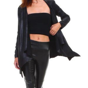 NWT Black Drapey Open The Matrix PU-Jacket